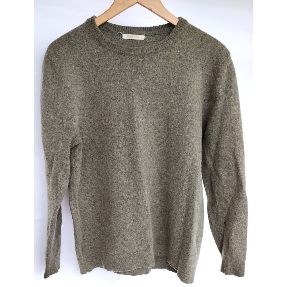 WoolOvers Olive Green 100% Lambswool Crewneck Sweater Size L